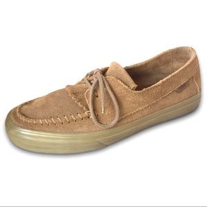 Size 7 VANS Ultra Cush Light Brown Leather Moccasin Loafer Lace